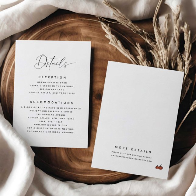 Enkel informationspumpkins webbplats Bröllop Tilläggskort (Skapare uppladdad)