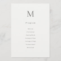 Enkel initial civil bröllopsprogramkort