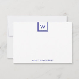 Enkel initial i låda Deep Blue brevpapper Anteckningskort