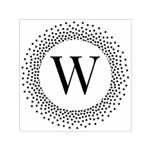 Enkel initial monogram rund prickad prickram #2 självfärgande stämpel