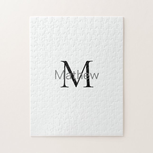 enkel initialbokstav monogram lägg till ditt namn  pussel (Vertikal)