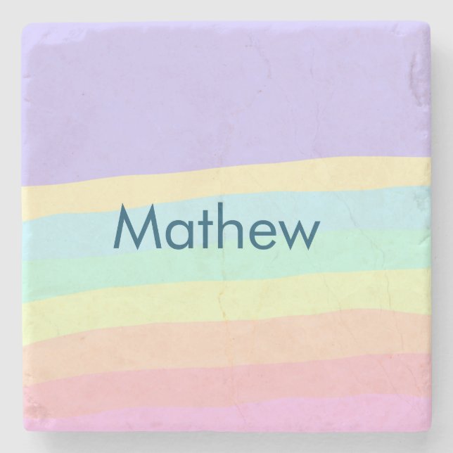 enkel initialbokstav monogram lägg till ditt namn  stenunderlägg (Framsidan)