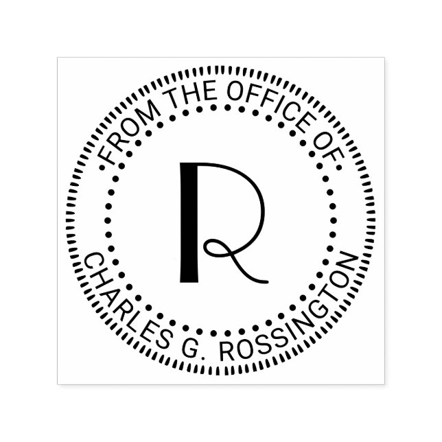 Enkel initialbokstavsmonogram “Från kontoret” Självfärgande Stämpel (Design)
