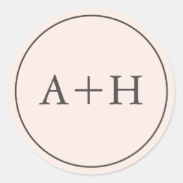 Enkel initialer för Minimalistrodnadbröllop Runt Klistermärke