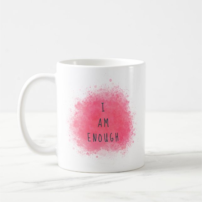 Enkel inspiration jag är nog med bekräftelsecitat kaffemugg (Vänster)