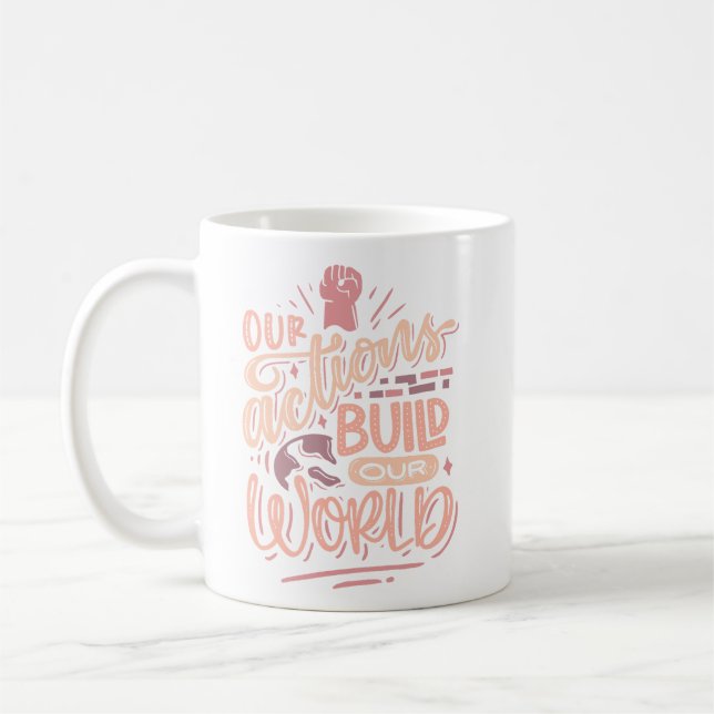 Enkel inspirerande citat Mjuk Rosa Coral Radiant Kaffemugg (Vänster)