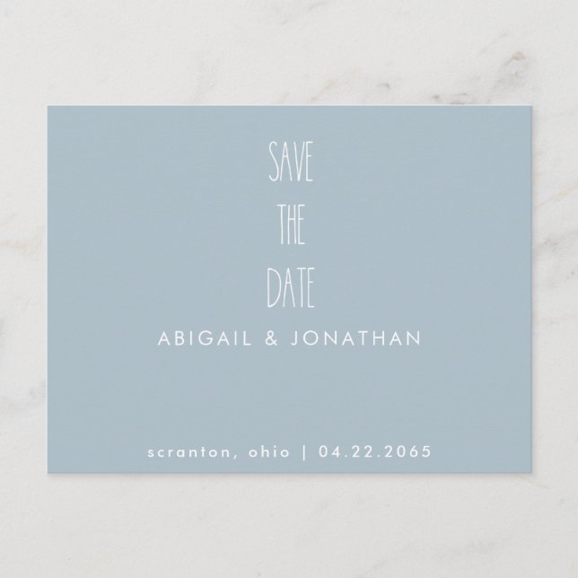 Enkel isblå vinterbröllop Save the Date Vykort (Framsida)
