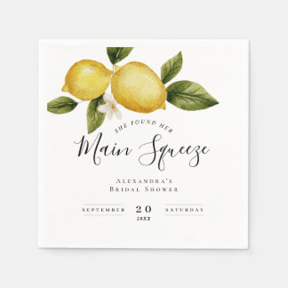 Enkel Italia Citron Calligraphy Bröllopsdusch Pappersservett