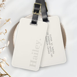 Enkel ivoriansk modern Monogram Namn Bagagebricka