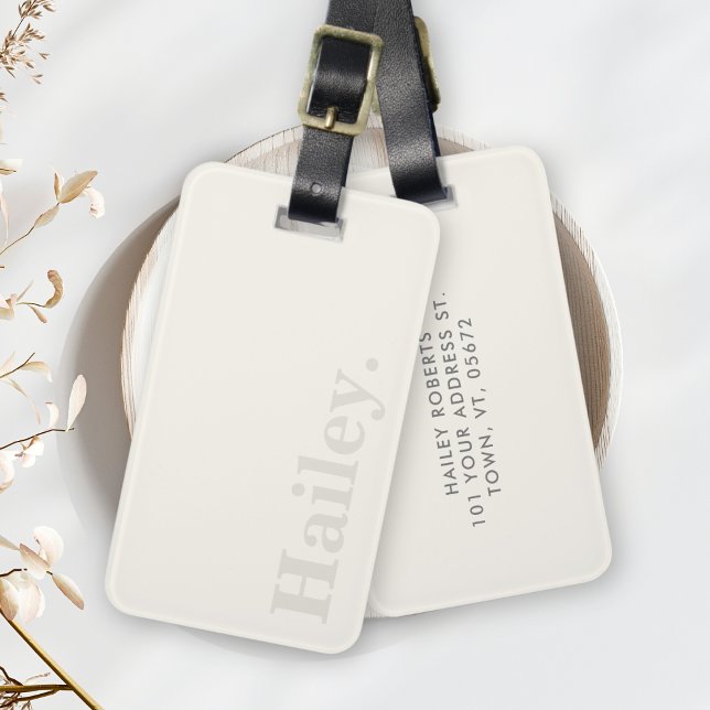 Enkel ivoriansk modern Monogram Namn Bagagebricka (Skapare uppladdad)