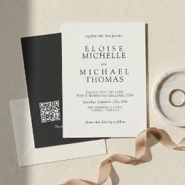 Enkel Ivory Klassisk QR-kod Bröllop Inbjudningar