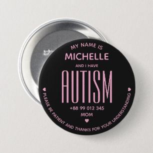 Enkel Jag Har Autism Acceptans Svart Rosa Speciell Knapp