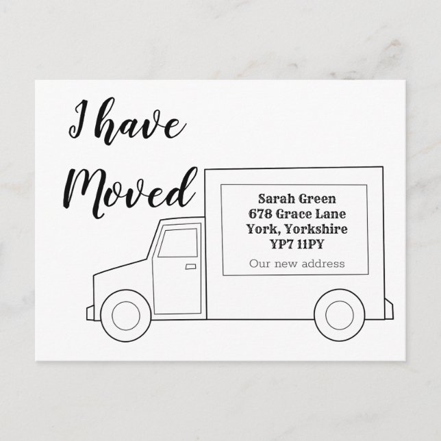 Enkel Jag Har Flyttat Flyttar  Meddelande Vykort (Framsida)