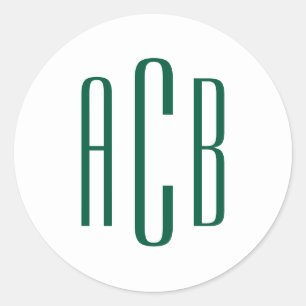 Enkel jägare grön tre bokstäver monogram runt klistermärke