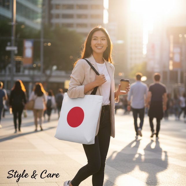 Enkel Japansk Flaggdesign Casual Tygkasse (Simple Japan Flag Design Casual Tote Bag)