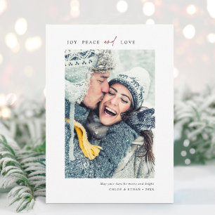 Enkel Joy Peace Kärlek Photo Porträtt Julkort