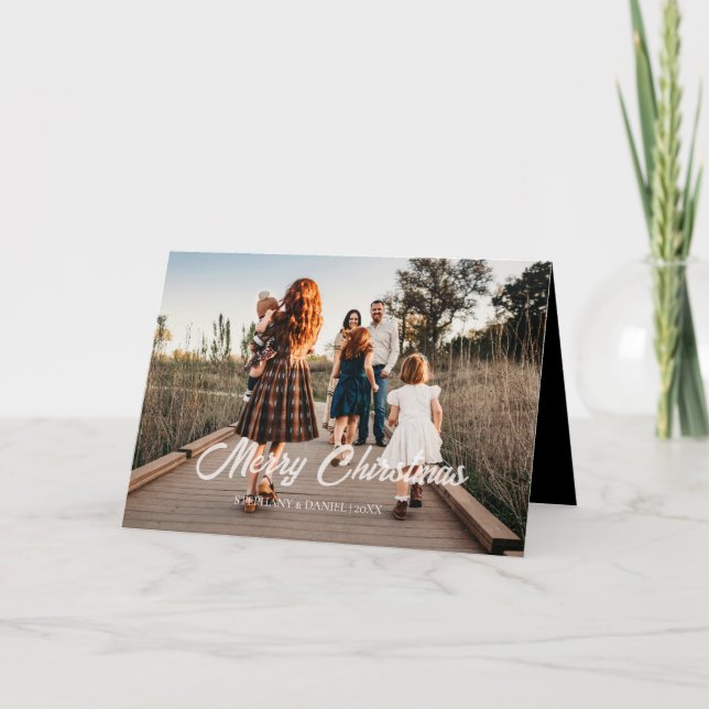 Enkel jul 1-foto svart och vitt helgkort (Framsida)