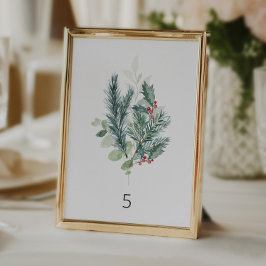 Enkel jul Greenery Bröllop Bordsnummer