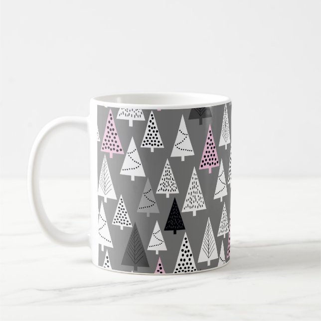 Enkel jul mönster. Abstrakt grått och vitt  Kaffemugg (Vänster)