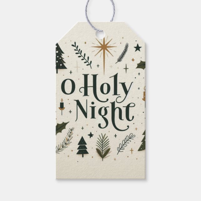Enkel jul O-Heliga Natt Presentetikett (Framsidan)