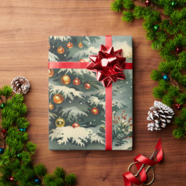 Enkel jul Snö-Julgran med tak Presentpapper