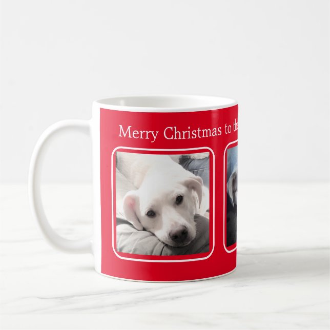 Enkel jul tre Photo Red and White Kaffemugg (Vänster)