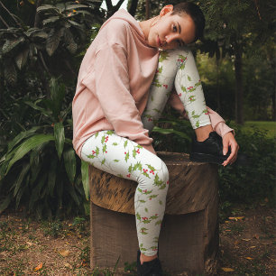 Enkel jul, vattenfärg Holly Berries Greenery Leggings