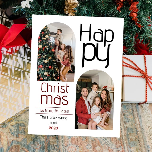 Enkel julfoto - Modern helgdagar i typografi Helg Vykort (Skapare uppladdad)