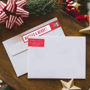 Enkel julgift och Merry Photo Adress Etikettband