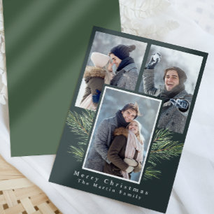 Enkel julgrå tre foto julkort