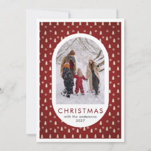 Enkel julgran mönster familjefoto julkort