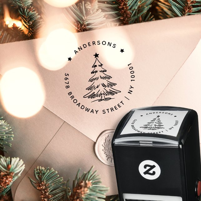Enkel julgran returadress självfärgande stämpel (Skapare uppladdad)