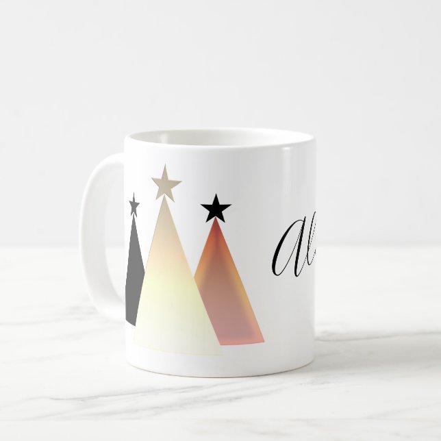 Enkel julgran Roséguld Namn Kaffemugg (Framsida vänster)