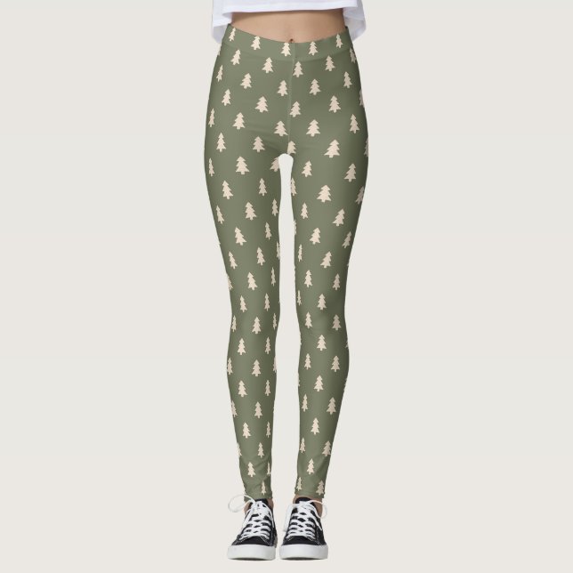 Enkel julgran tall neutral boho vinter leggings (Framsida)