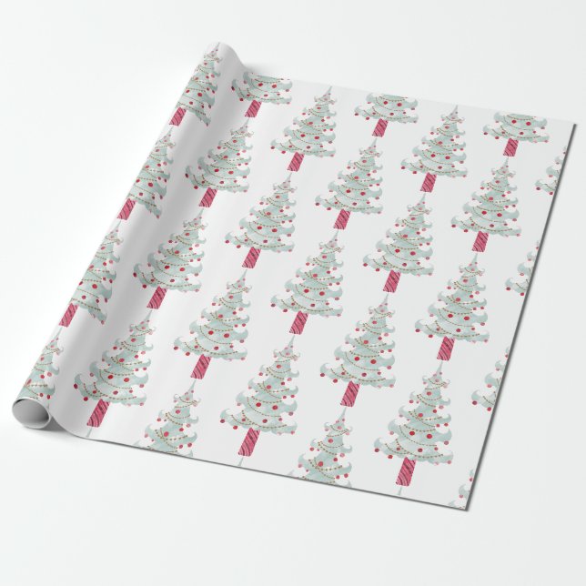 Enkel julgransmönster  presentpapper (Utrullad)