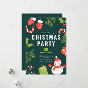 Enkel julhälsning Julfest röd & grön rolig Julkort