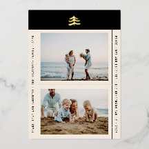 Enkel julkort med städsegrön gran och guldträdsfot