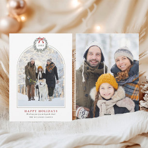 Enkel julkrans välvd familj 2 foto  julkort