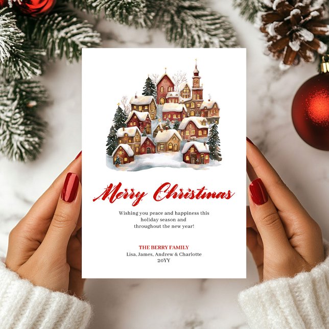 Enkel julscen julhälsningskort julkort (Simple Holiday Scene Christmas Greeting Card)