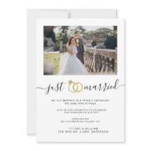 Enkel Just Married-annonsering med parfoto 
