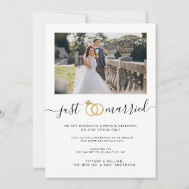 Enkel Just Married-annonsering med parfoto Inbjudningar
