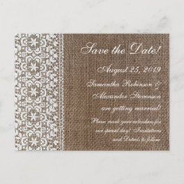 Enkel Jute Och Spets Meddelande Vykort