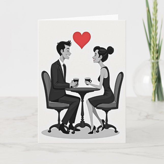 Enkel Kaffe Date-kort för Kärlek Kort (Framsida)