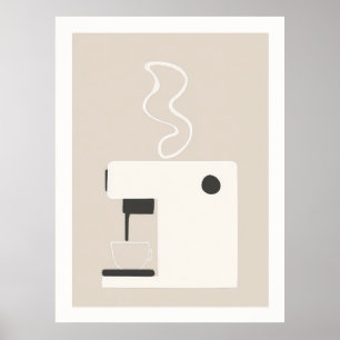 Enkel kaffemaskin - Modernt köks konstaffisch Poster