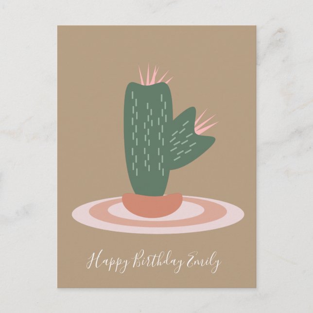 Enkel kaktus spiky illustration vykort (Framsida)
