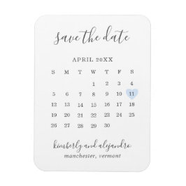 Enkel kalender Pastel Blue Heart Spara datumet Magnet