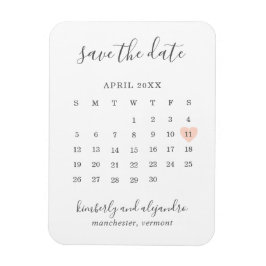 Enkel kalender Pastel Peach Heart Spara datumet Magnet