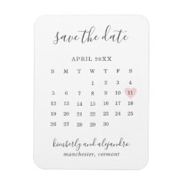 Enkel kalender Pastell Rosa Hjärtan Spara Datum Magnet