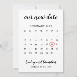 Enkel kalender Röd hjärta Bröllop ändra datum Meddelande