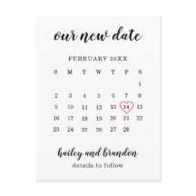 Enkel kalender Röd hjärta Bröllop Ändra datum